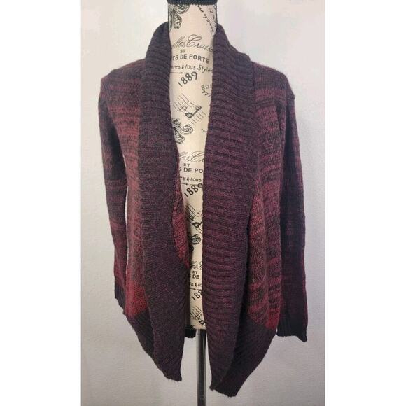 ModCloth Open Cardigan Womens Size Small Long Sleeves Knit Maroon Ombre - Picture 2 of 10